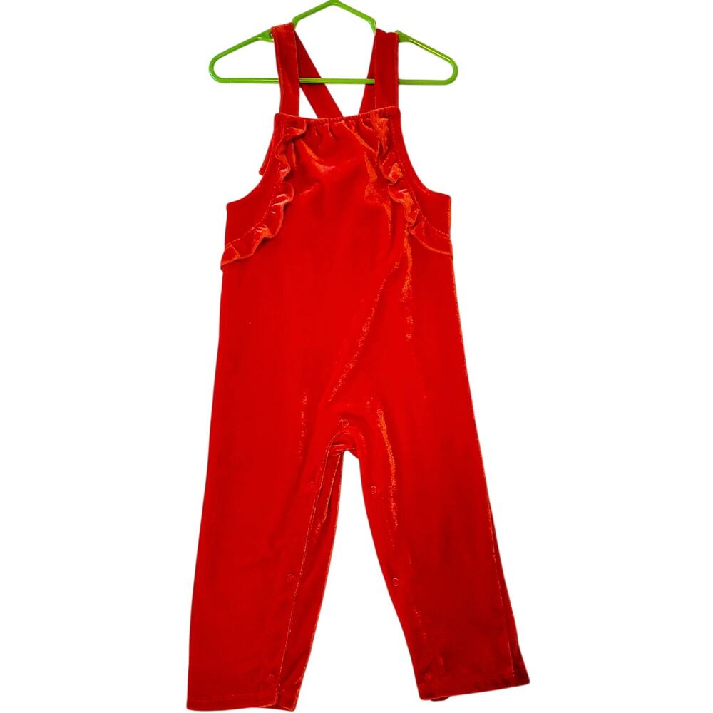 Sz 24 Mos. WONDER NATION Red Stretch Velour One-Piece Overalls